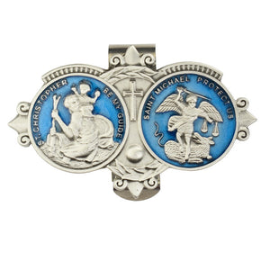 Visor Clip St Christopher St Michael Blue Epoxy