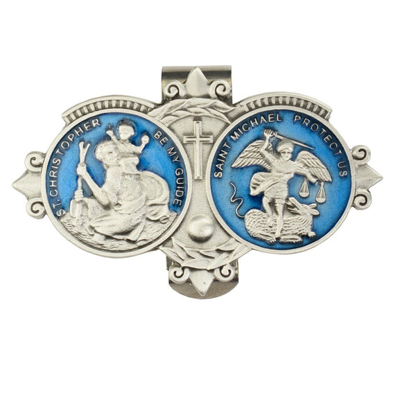 Visor Clip St Christopher St Michael Blue Epoxy