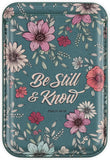 Be Still Teal Faux Leather Botanical Phone Wallet - Psalm 46:10