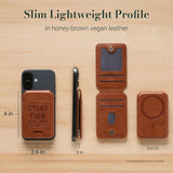 Stand Firm Honey-Brown Faux Leather Phone Wallet with Stand - 1 Corinthians 16:13