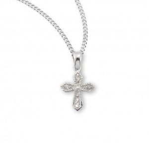Small SS/CZ .5" Cross Pendant Necklace 18" Chain