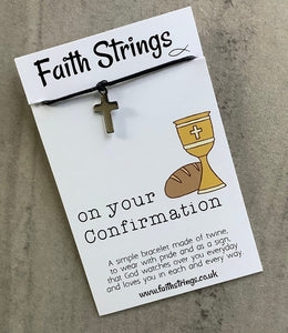 On Your Confirmation String Bracelet with Cross Charm