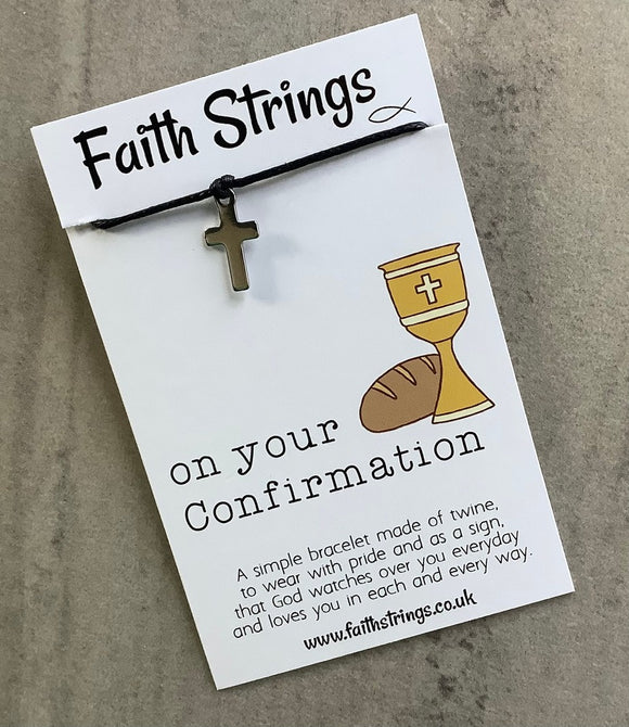 On Your Confirmation String Bracelet with Cross Charm