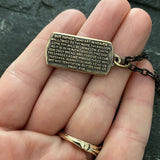 The Lord's Prayer Necklace Bronze Pendant with Cross 24 Inch Chain