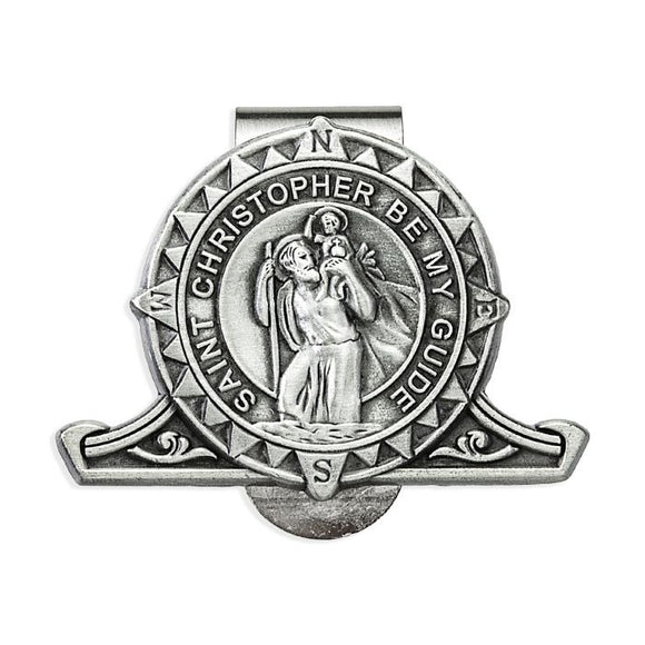 Auto Visor Clip St Christopher Compass