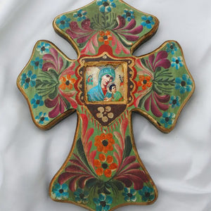 10" OLO Perpetual Help Hand Painted Cross