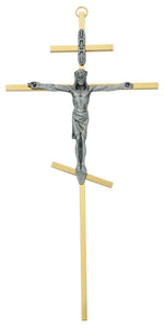 10" Brass Greek Orthodox Crucifix Silver Corpus