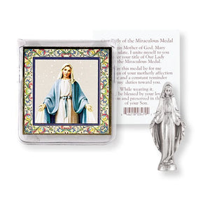 OLO Grace Pocket Statue with Holy Card in a Clear Pouch