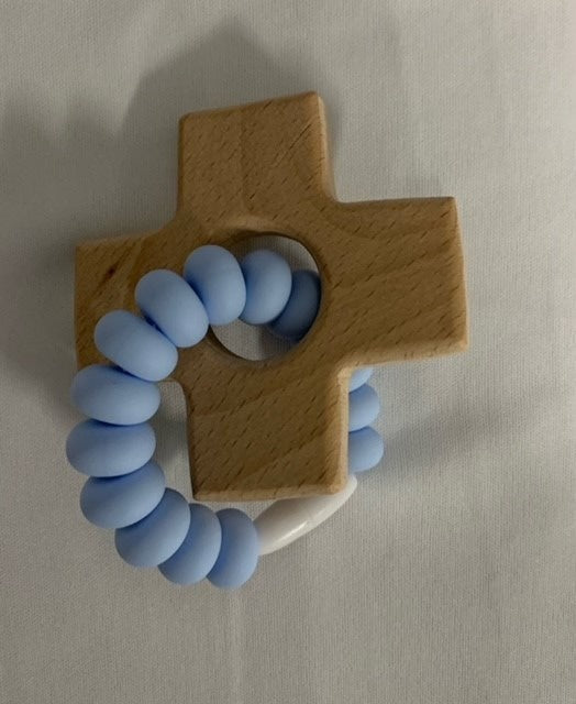 Wood and Silicone Cross Teether