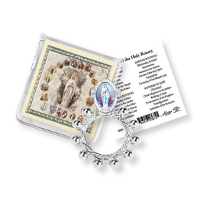 OLO Lourdes Finger Rosary with Holy Card in a Clear Pouch