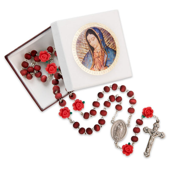 OLO Guadalupe Rose Scented Wood Bead Rosary