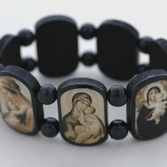 Brazilian Sepia Toned Marian Wood Prayer Bead Bracelet