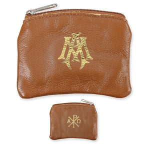 Brown Sheepskin Rosary Pouch
