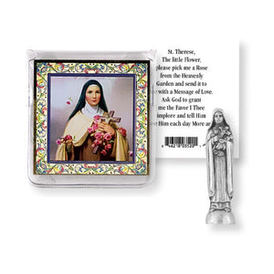 St Therese of Lisieux Pocket Statue with Holy Card in a Clear Pouch