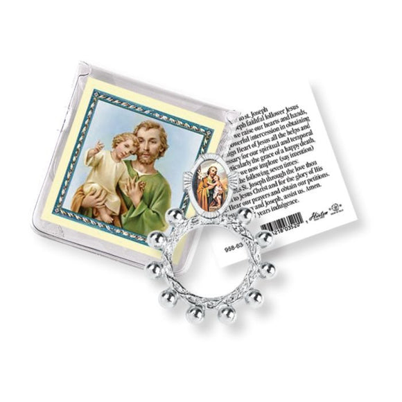St. Joseph Finger Rosary with Holy Card in a Clear Pouch