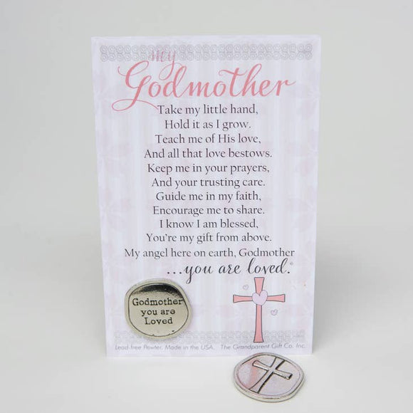 Godmother Handmade Pewter Coin & Sentiment