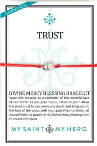 Trust Divine Mercy Blessing Bracelet Silver & Red