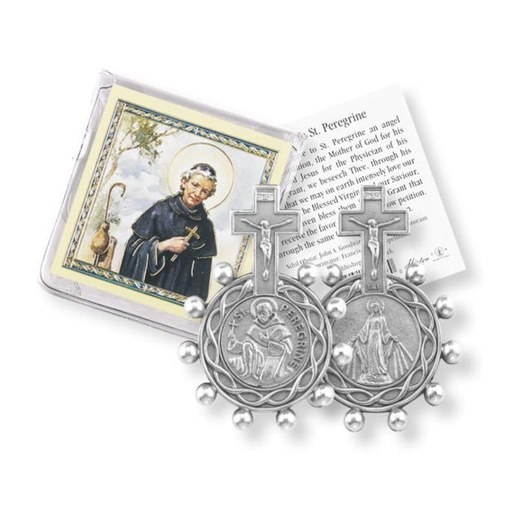 St Peregrine Finger Rosary with Holy Card in a Clear Pouch