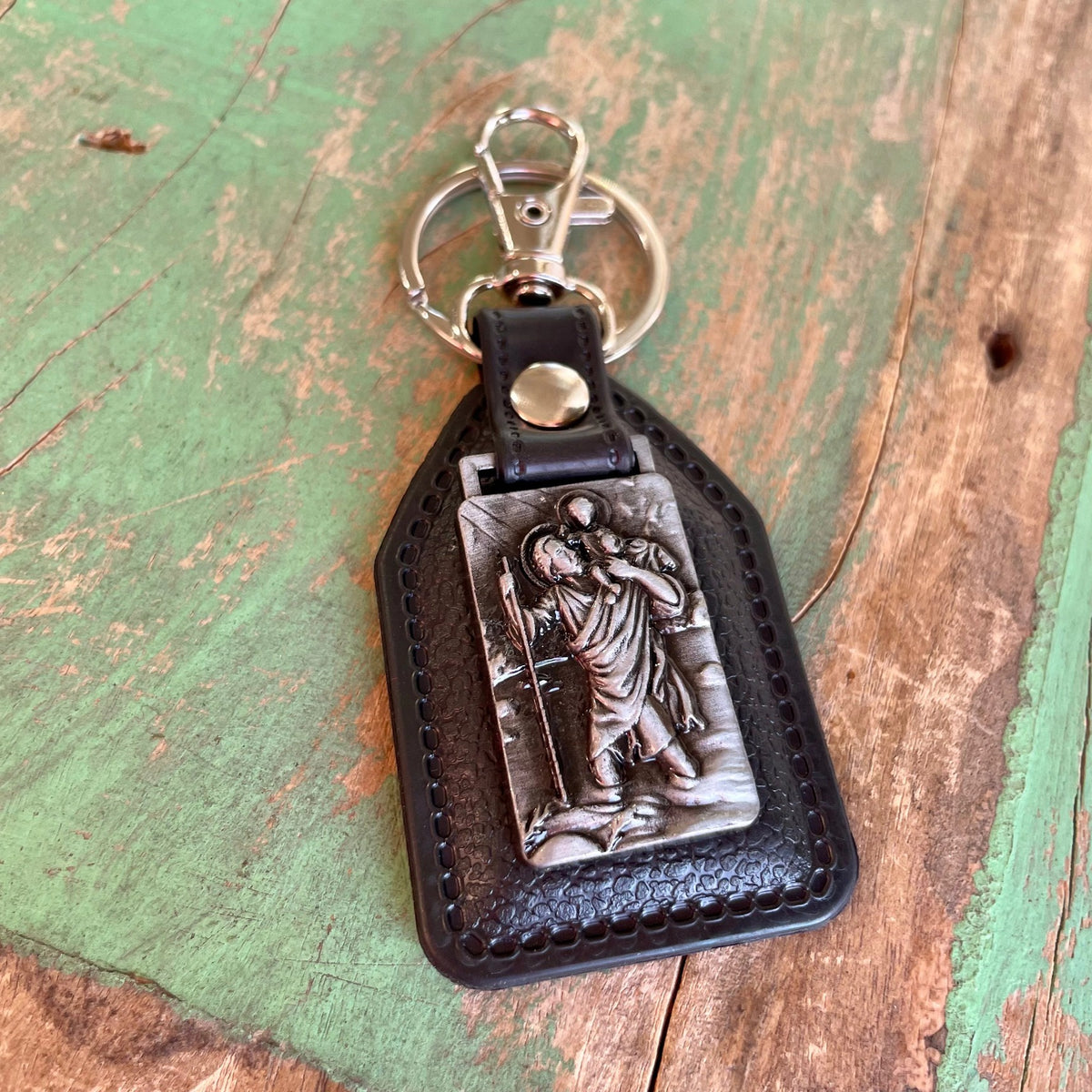 St Christopher Leather Keychain – The Village Dove
