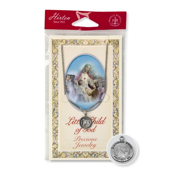 Guardian Angle Pewter Metal 16 Inch Chain