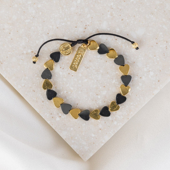 Sisters Of The Heart Bracelet Hematite And Gold