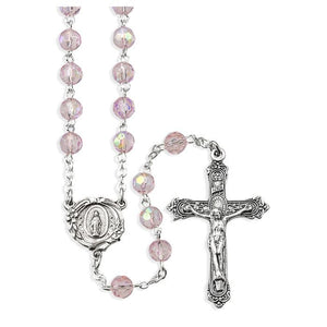 6mm Rose Aurora Borealis Bead Rosary