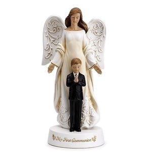 7.75 First Communion Angel With Boy Figurine
