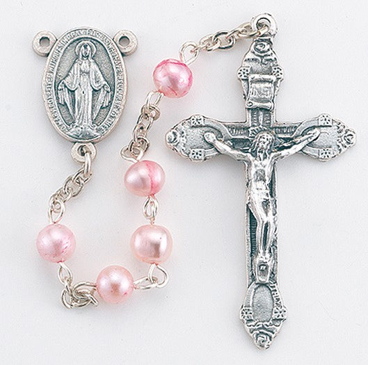 5mm Genuine Pink Freshwater Pearl Bead Rosary