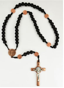 7MM Black Wood & Copper St Benedict Rosary