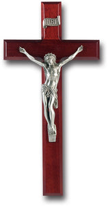 12” Dark Cherry Crucifix with Pewter Corpus