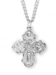 SS 1.1" 4-Way Medal Necklace 24" Chain