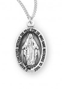 SS Tiny Oval .6" Miraculous Medal Necklace 13" Chain