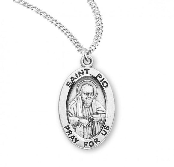 St Padre Pio SS Oval Necklace