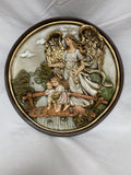 10" Round Guardian Angel Hand Painted Plaque