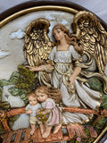 10" Round Guardian Angel Hand Painted Plaque