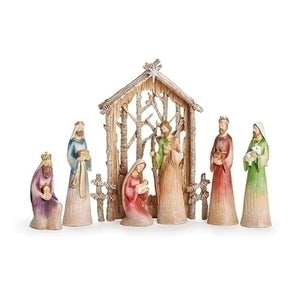 7PC SET NATIVITY W/BIRCH BACKDROP