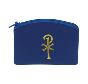 Blue Chi Rho Rosary Pouch
