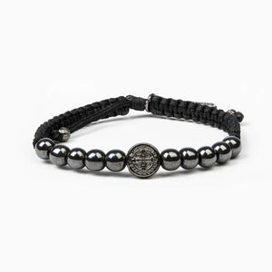 Wake Up And Pray Jet Black Hematite Bracelet