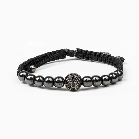Wake Up And Pray Jet Black Hematite Bracelet