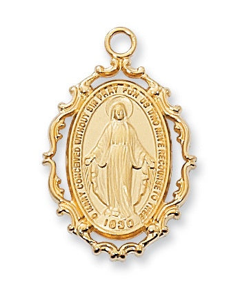 Medium Fancy Gold over Sterling Miraculous Medal Necklace