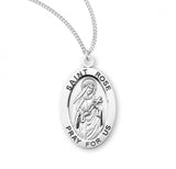 St Rose SS .9" Small Oval Medal Necklace 18" Chain