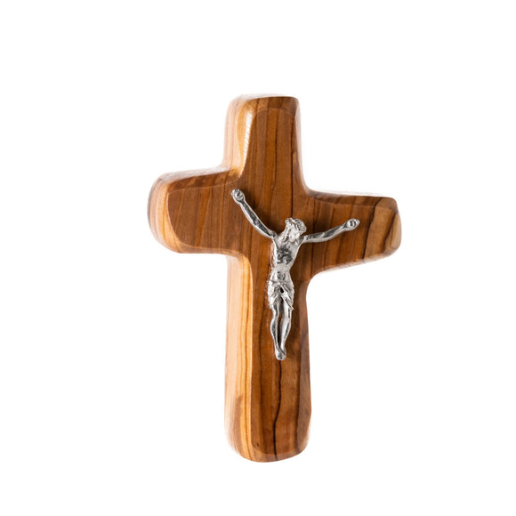 Deluxe Olive Wood Holding Cross With Corpus
