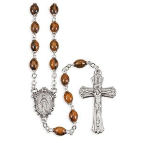 Oval Walnut Bead Rosary