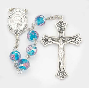 8mm Blue Venetian Glass Rosary