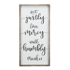 15" x 30" Act Justly Micah Framed Board