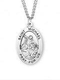 SS St Michael The Archangel Large Oval Medal 24 Inch Chain
