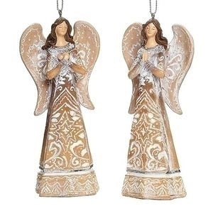 5.25" Native American Carving Angel Ornament Assorted - DIS