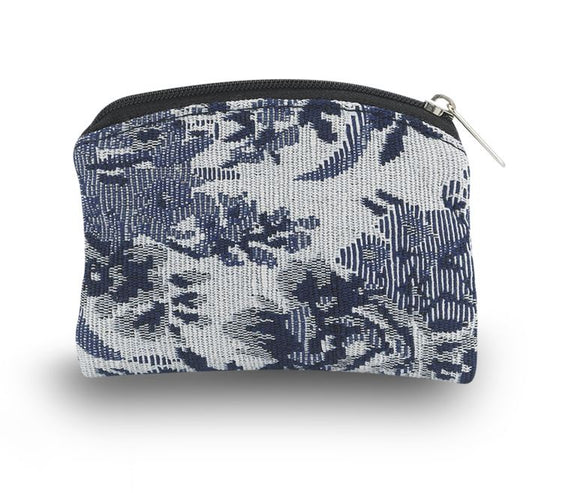 Blue Rose Brocade Rosary Pouch