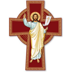 14" Risen Christ Icon Plaque Cross