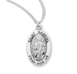 St Gabriel SS .9" Small Oval Necklace 20" Chain